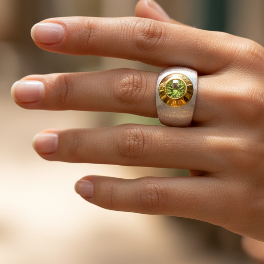 Ring Evi - 925er Silber|24 Karat vergoldet|Peridot