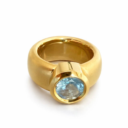 Ring Lara - 925er Silber|24 Karat Vergoldet|Aquamarin