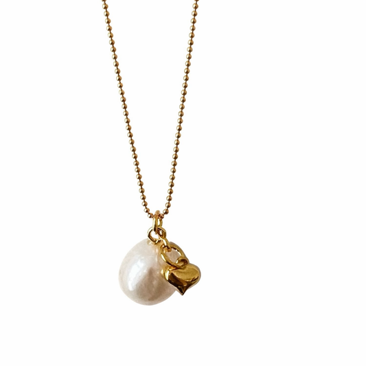Kette Paula - 925er Silber|24 Karat vergoldet|Süßwasserzuchtperle