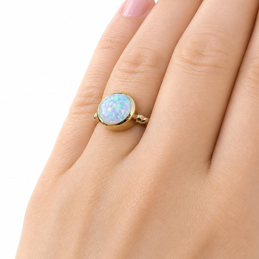 Ring Hanna - 925er Silber|24er Karat vergoldet|Opal