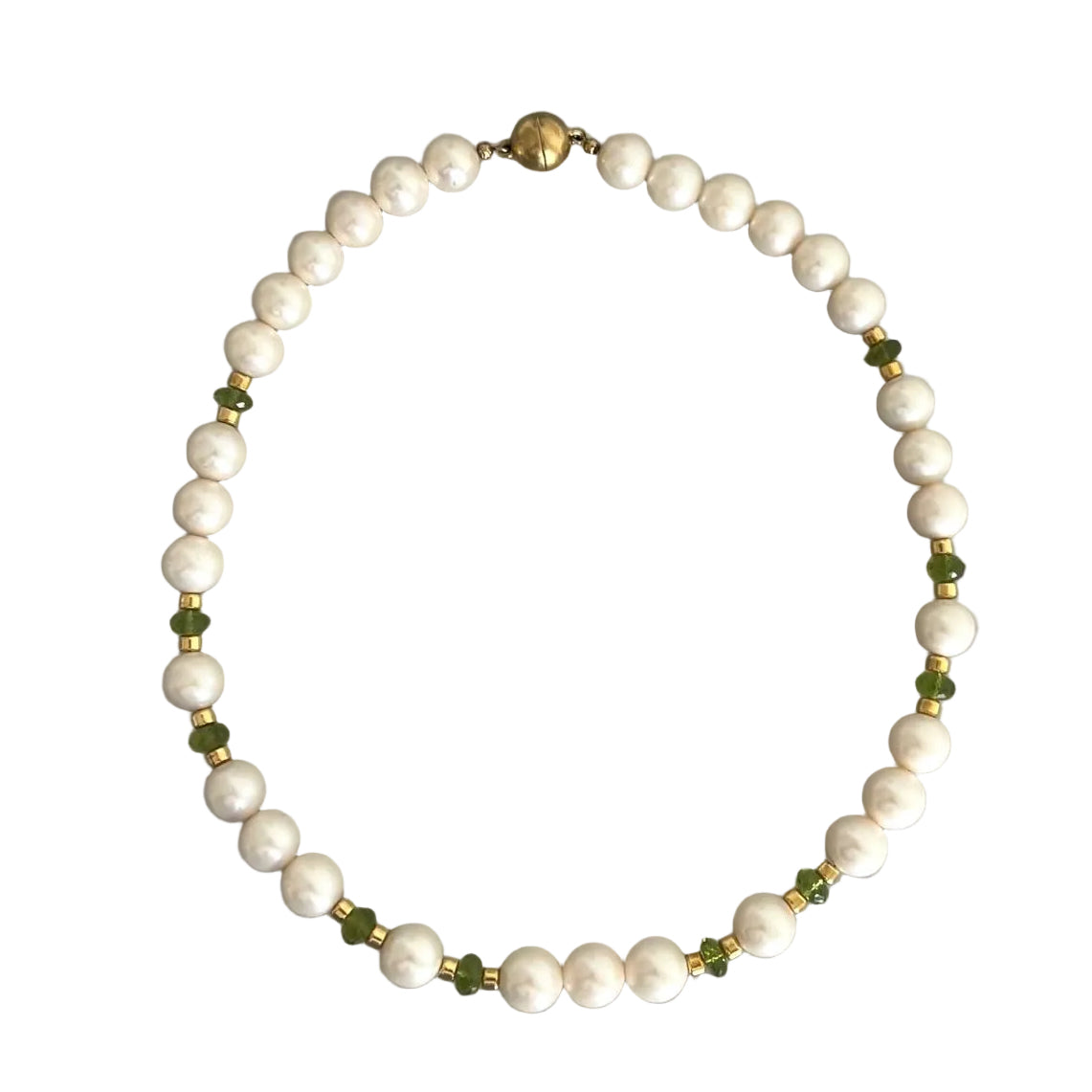 Kette Pia - Peridot|Süßwasserzuchtperle|925er Silber|24 Karat vergoldet