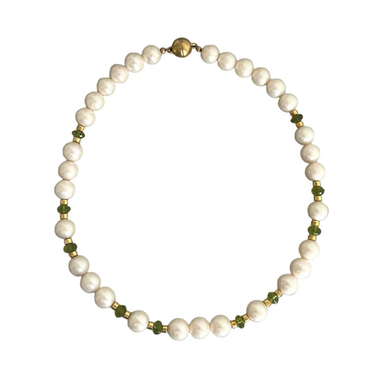 Kette Pia - Peridot|Süßwasserzuchtperle|925er Silber|24 Karat vergoldet