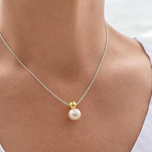 Kette Anne - 925er Silber|18 Karat vergoldet|Süßwasserzuchtperle