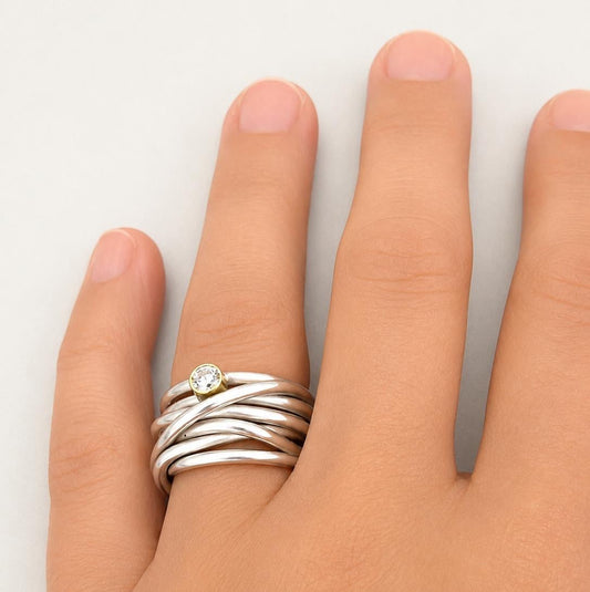 Ring Leya -  925er Silber|750er Gelbgold|Brillant