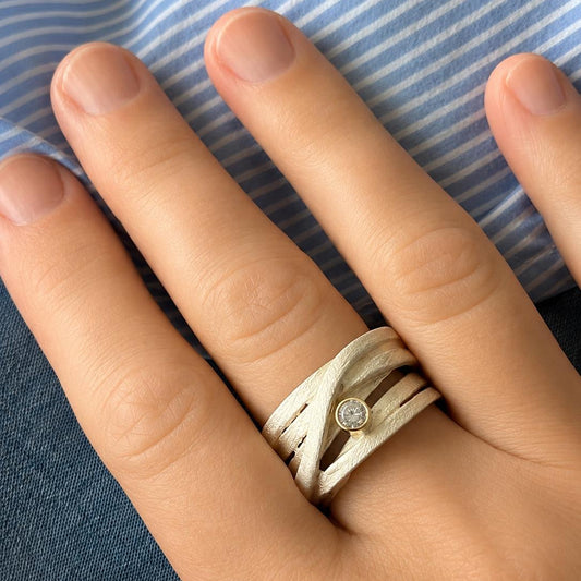 Ring Ronja - 925er Silber|585er Gelbgold|Zirkonia