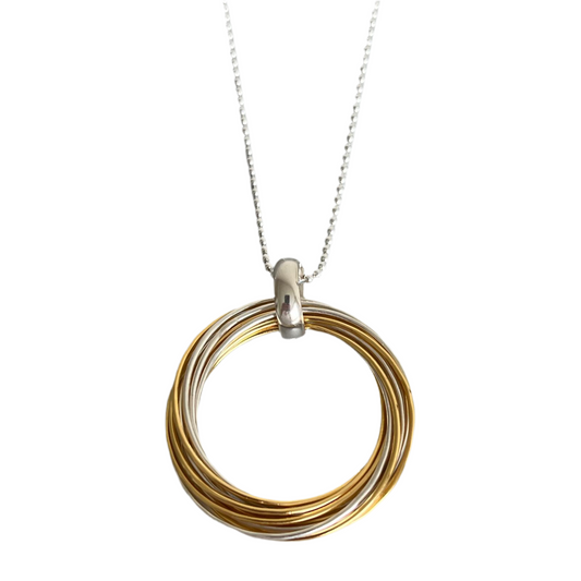 Lange Kette 925 Silber und 24 Karat vergoldet. Kettenlänge 90 cm