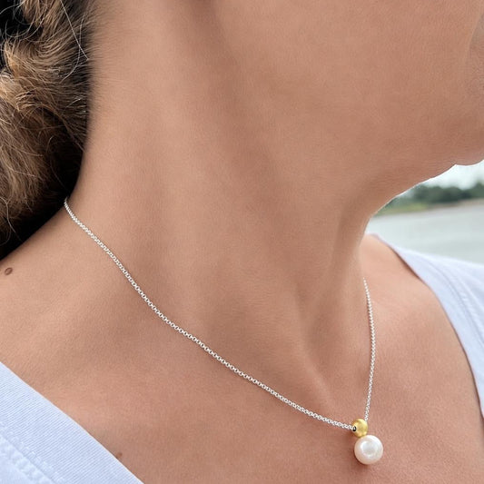Kette Anne - 925er Silber|18 Karat vergoldet|Süßwasserzuchtperle