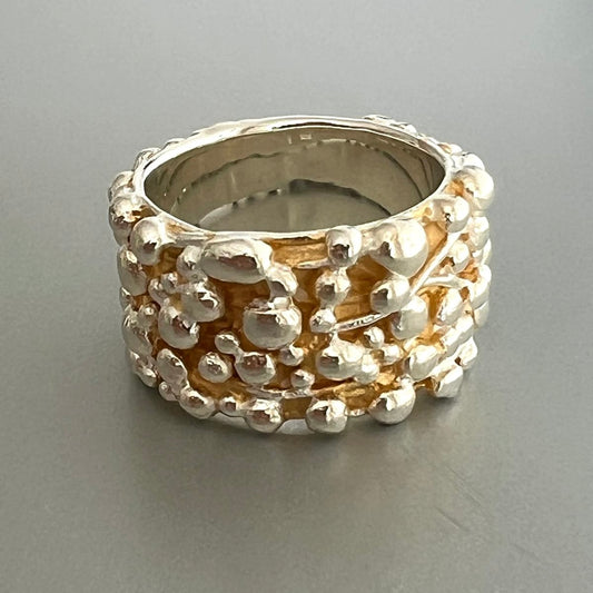 Tautropfen-Ring – 925 Silber, 24 K vergoldet