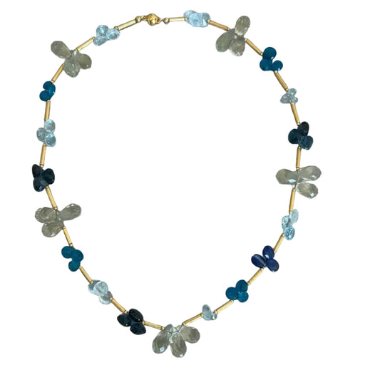 Kette Alisa - Aquamarin|Topas|Citrin|925er Silber|24 Karat vergoldet