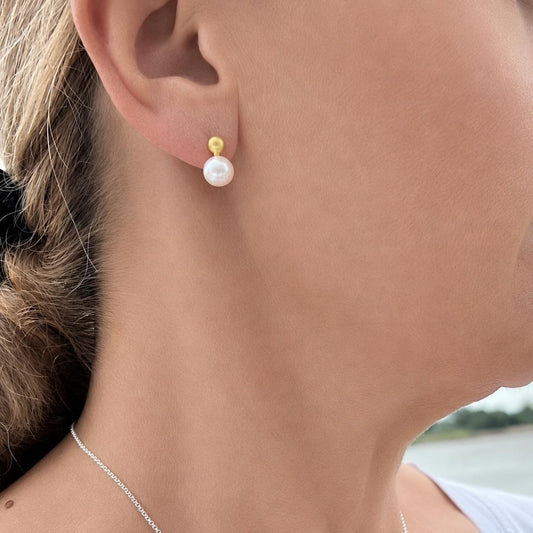 Ohrringe Anne - 925er Silber|18 Karat vergoldete|Süßwasserzuchtperle