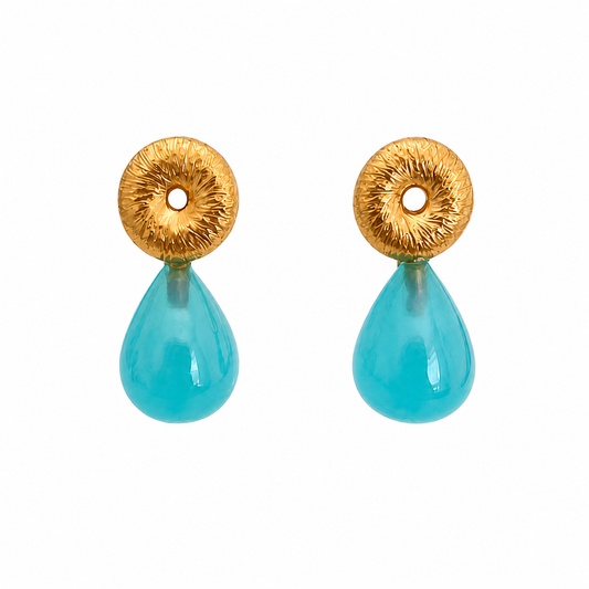 Ohrringe Anni - 925er Silber|24 Karat vergoldet|Chalcedon