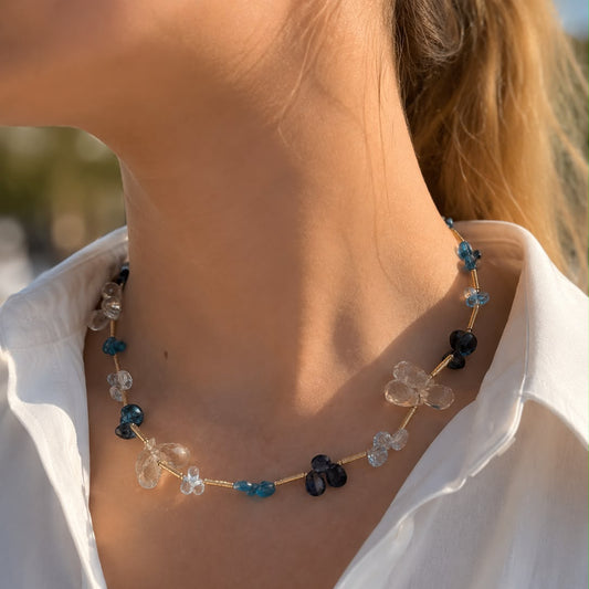 Kette Alisa - Aquamarin|Topas|Citrin|925er Silber|24 Karat vergoldet