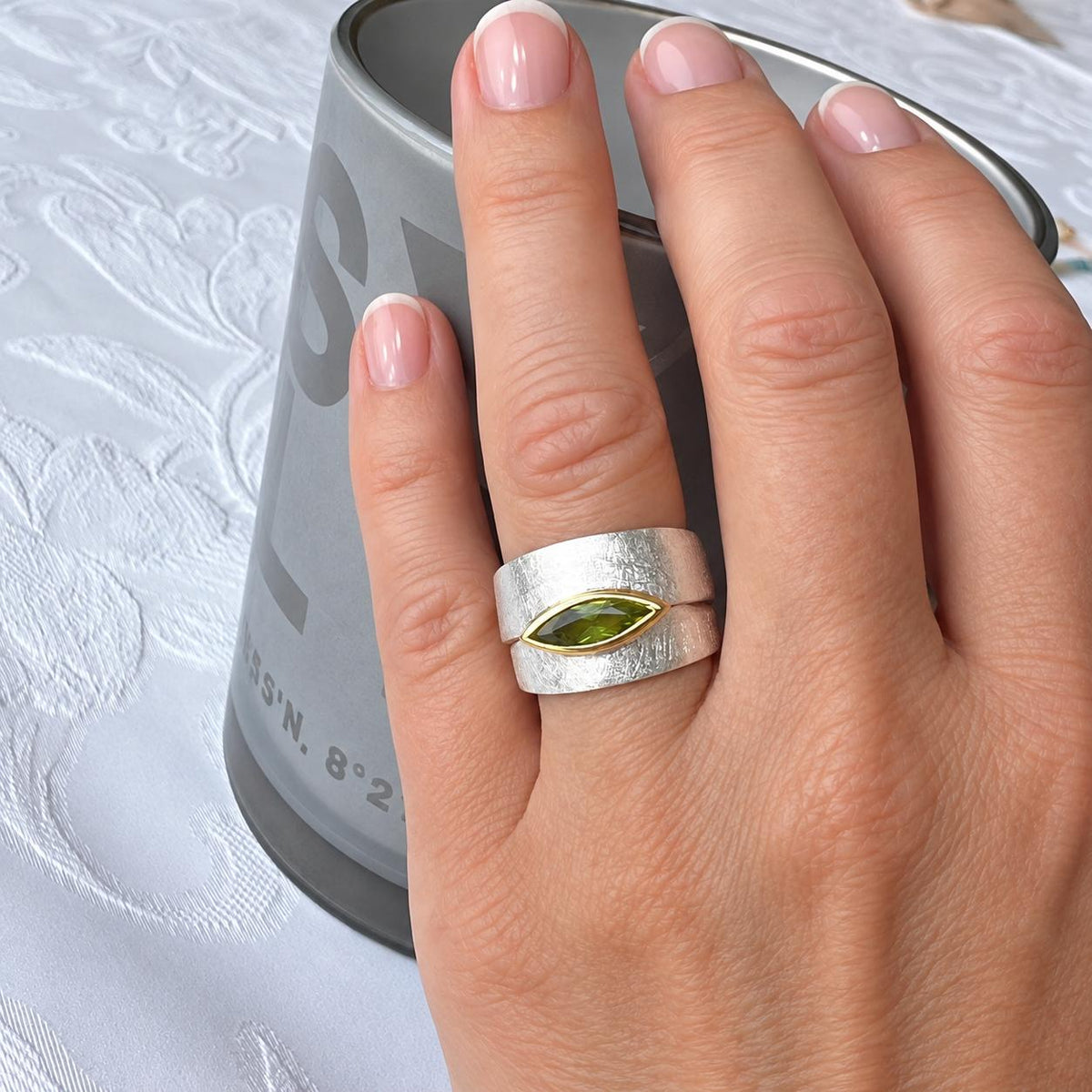 Ring Paula - 925er Silber|24 Karat vergoldet|Peridot