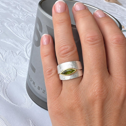 Ring Paula - 925er Silber|24 Karat vergoldet|Peridot